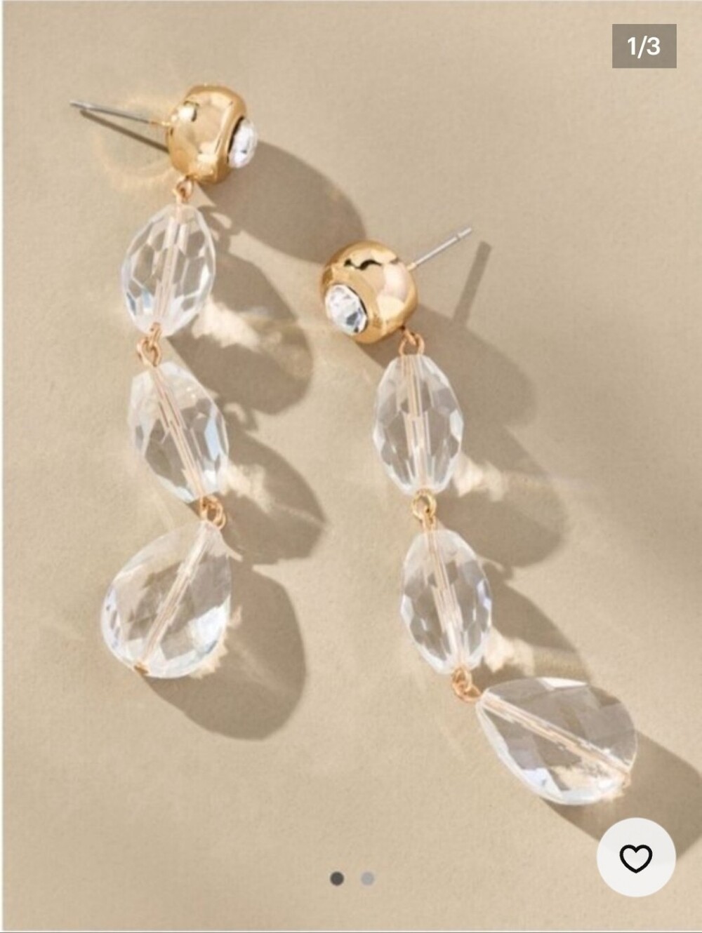 NWOT! Anthropologie, Multi Crystal Drop Earrings, Gold Tone, MSRP $44.00